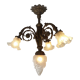Art nouveau chandelier in bronze and pressed glass 1920