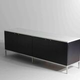 Black Executive Florence Knoll sideboard with metal handles, 1970s