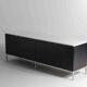 Buffet Florence Knoll noir de style exécutif avec poignées en métal, années 1970