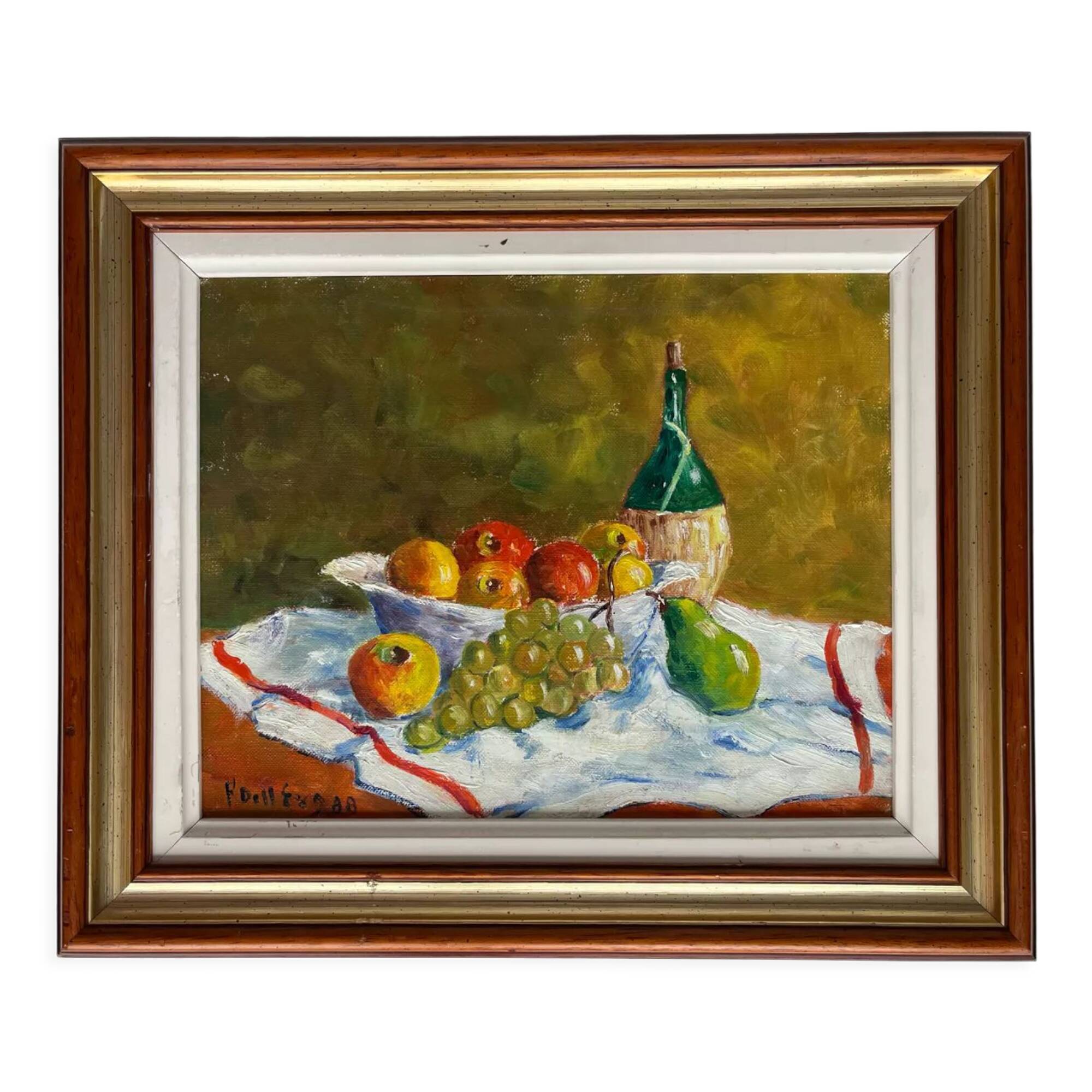 Oil on canvas, still life with fruit