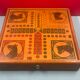 old wooden checkers' box, goose game, dada horses and jacquet with pawns. collectible game
