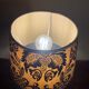Solid wood table lamp with baroque shade from the 70s