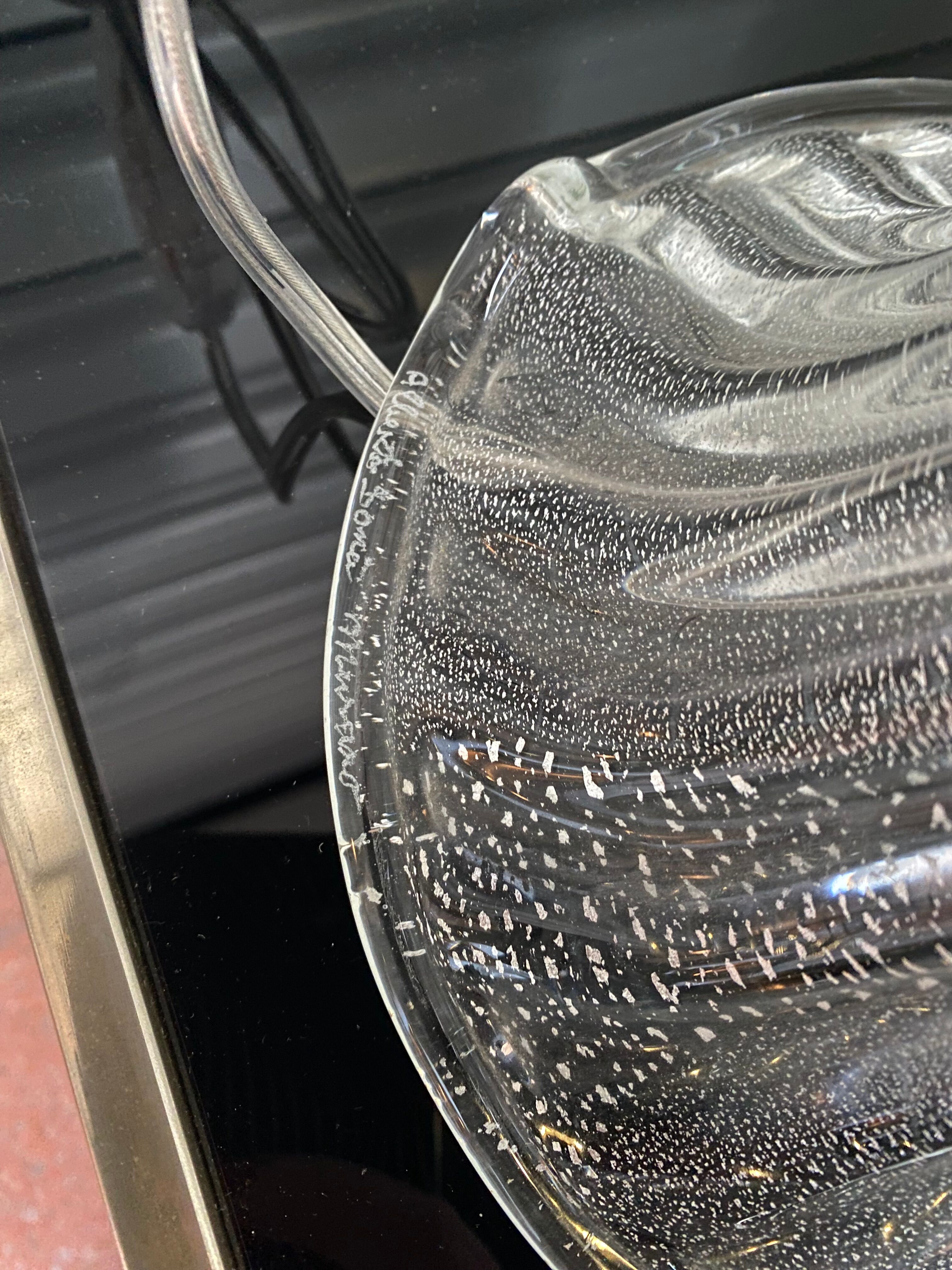 Pair of lamp legs in transparent Murano glass, Alberto Dona, 70s