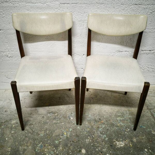 Paire de chaises vintage teck et skaï