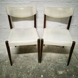 Pair of vintage teak and skai chairs