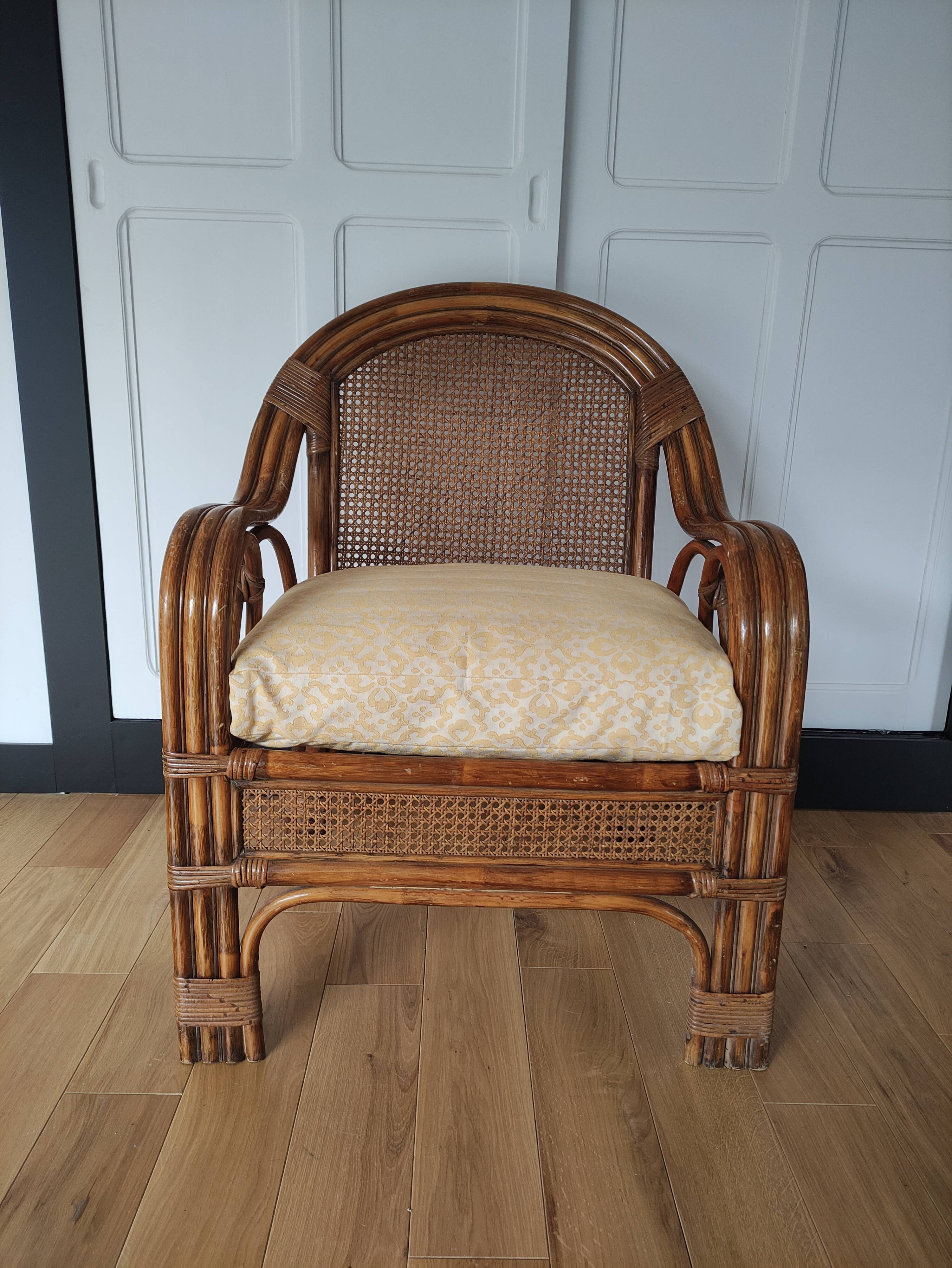 rattan cane armchair