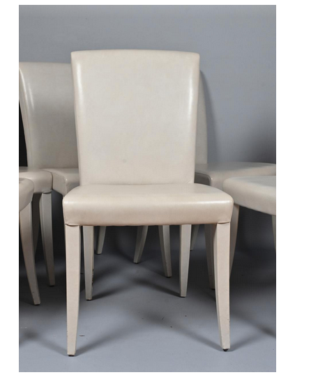 Suite of 6 chairs in ivory white leather