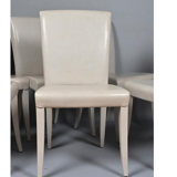 Suite of 6 chairs in ivory white leather