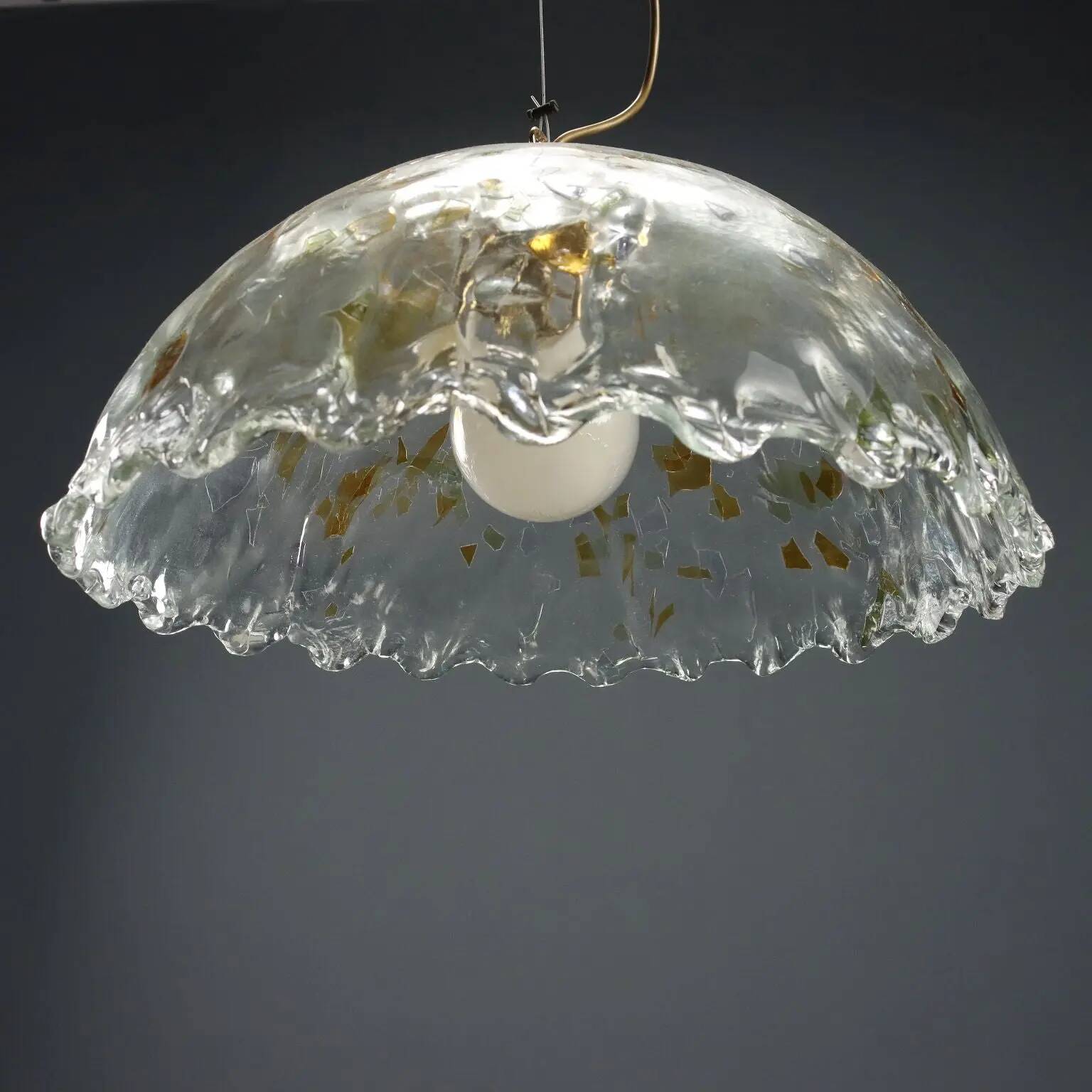 Vintage suspension in coloured and transparent glass from the 1970s.