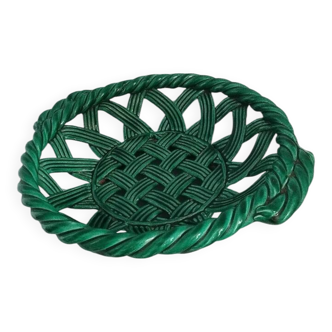 Green braided ceramic bowl