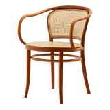 Beech and rattan armchair