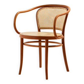 Beech and rattan armchair