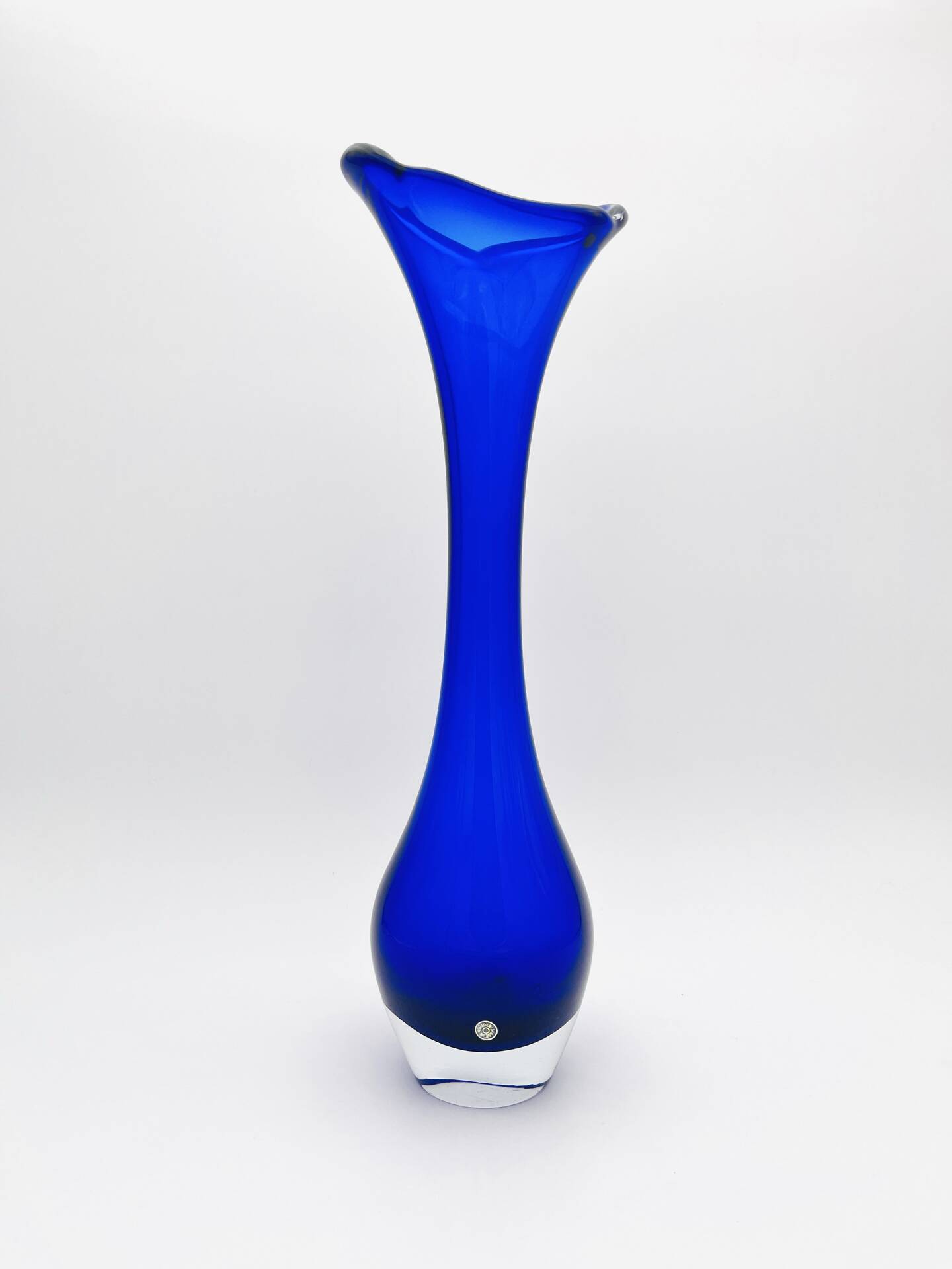 Giant Vase 44cm Bo Borgström Åseda Blue Glass Sweden Label