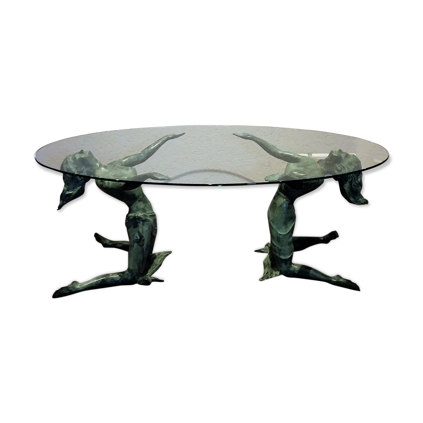 Table low vintage brass and glass. Circa 70