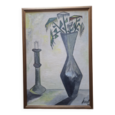 Tableau, huile sur toile dans le goût de Bernard Buffet, années 70