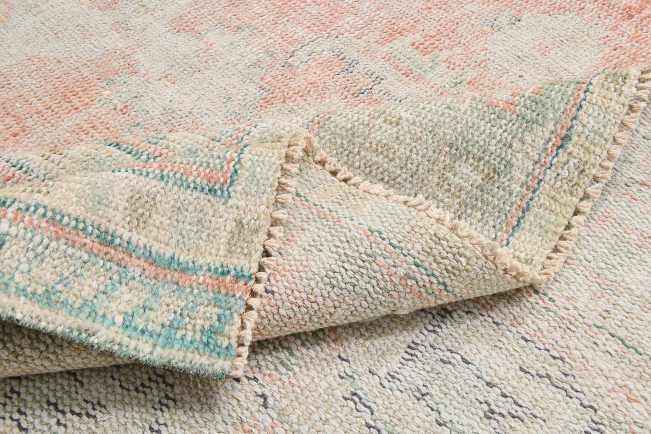 Tapis Oushak Vintage Corail Beige Pastel, 215x319 Cm