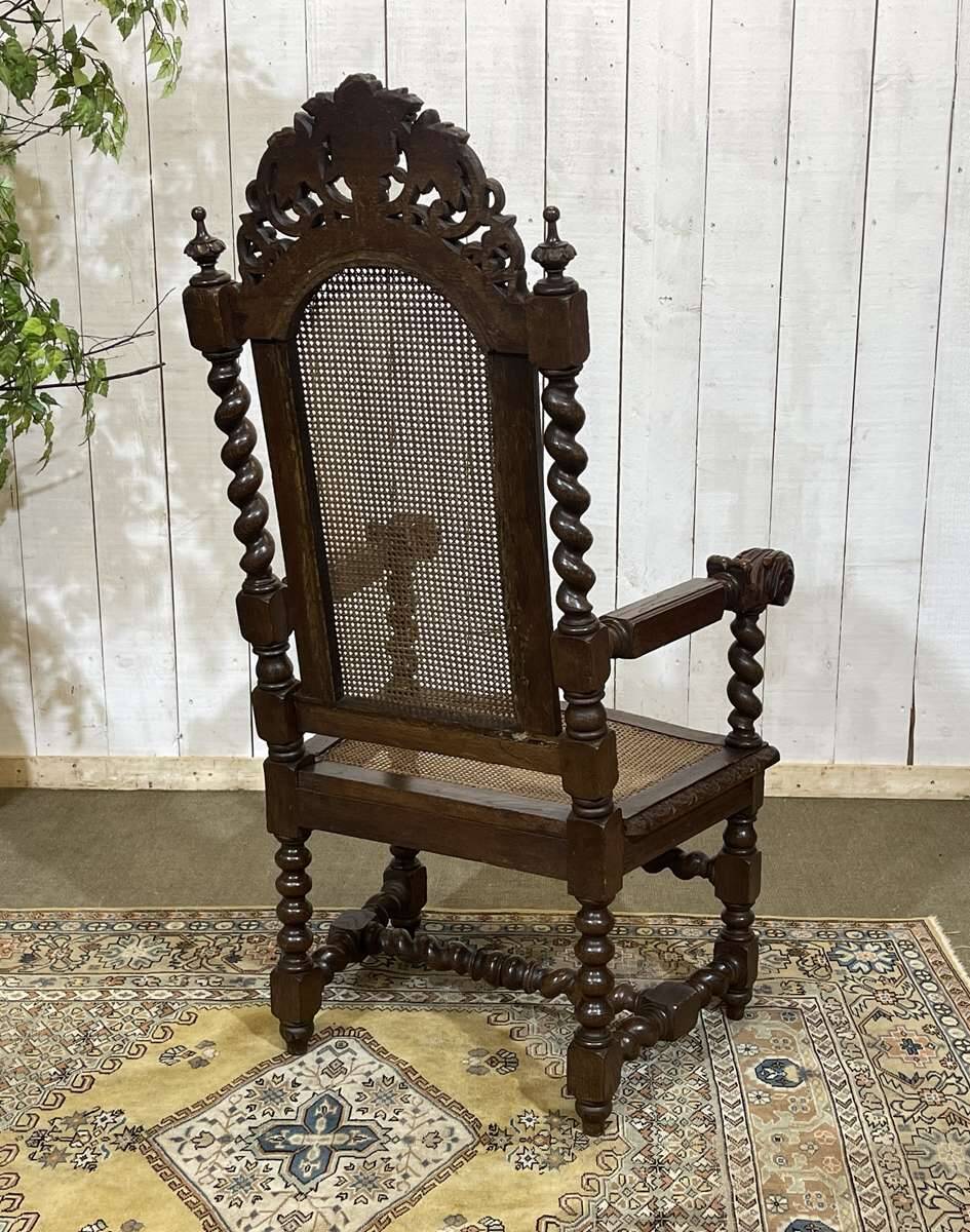 Louis XIII style armchair in oak - early 20th century