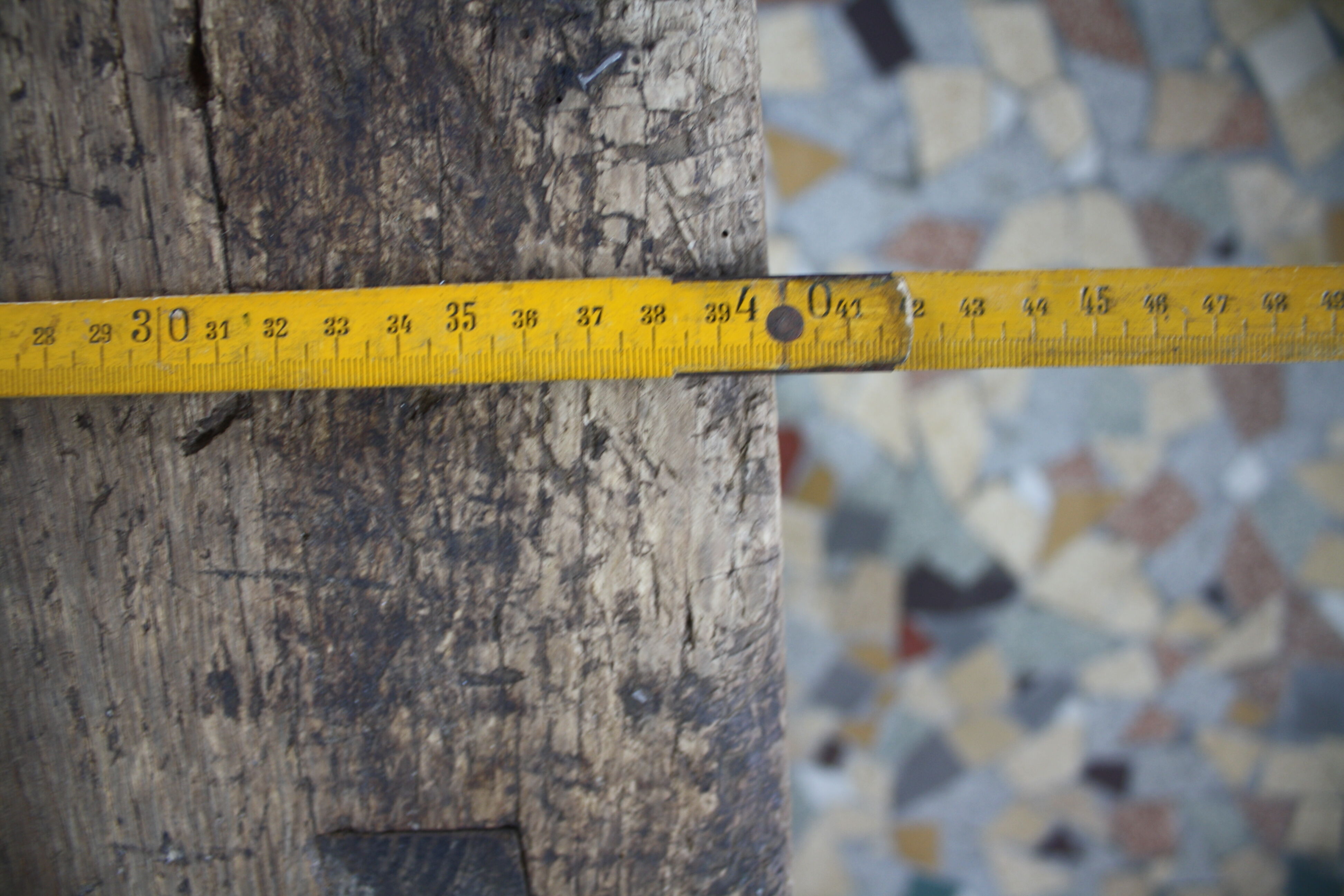 Ancient workbench in raw wood