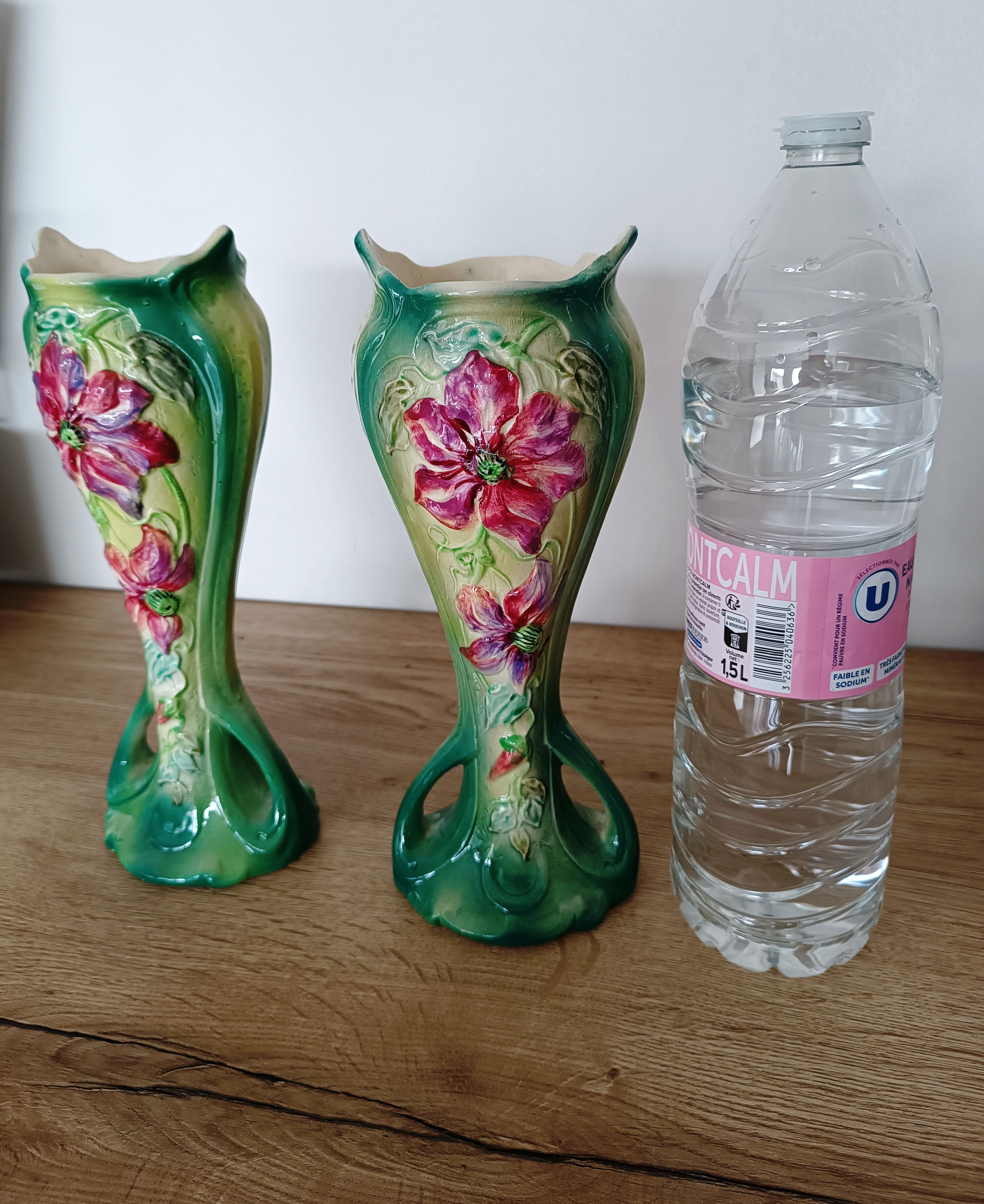 Pair of art nouveau slip vase