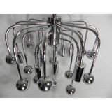 Suspension Sputnik vintage avec 9 points lumineux et 16 ampoules chromées