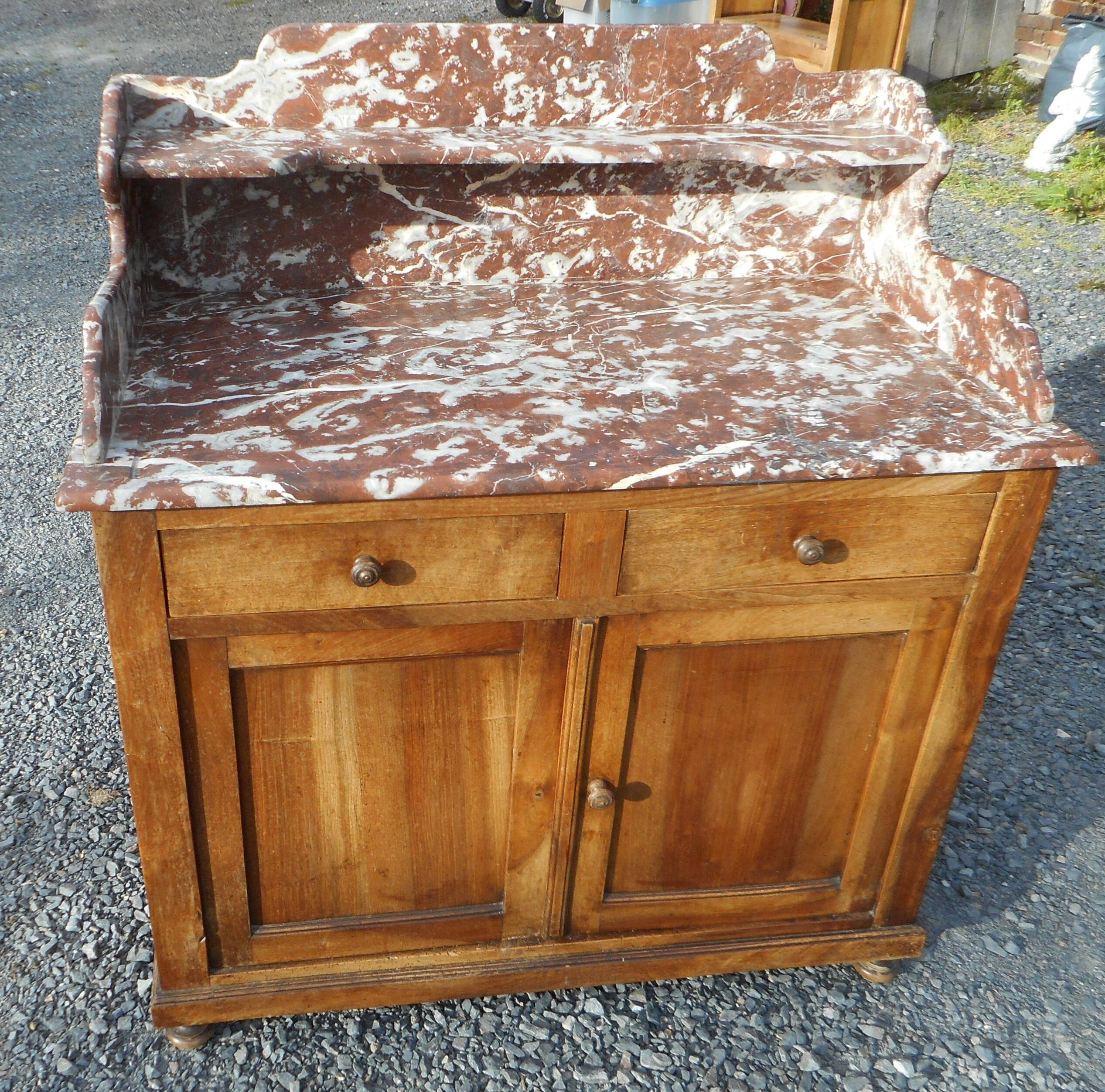 old bathroom cabinet / dressing table with marble