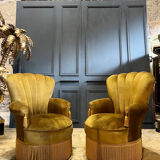 Pair of velvet Napoleon III style armchairs