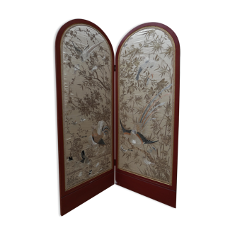 Chinese screen embroidered silk XIX century