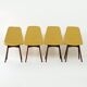 Teak dining chairs with yellow vinyl upholstery by Van Os, 1950s – set of 4