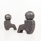 Ensemble de serre-livres en aluminium coulé brutaliste par Willy Ceysens, Belgique, années 1980.