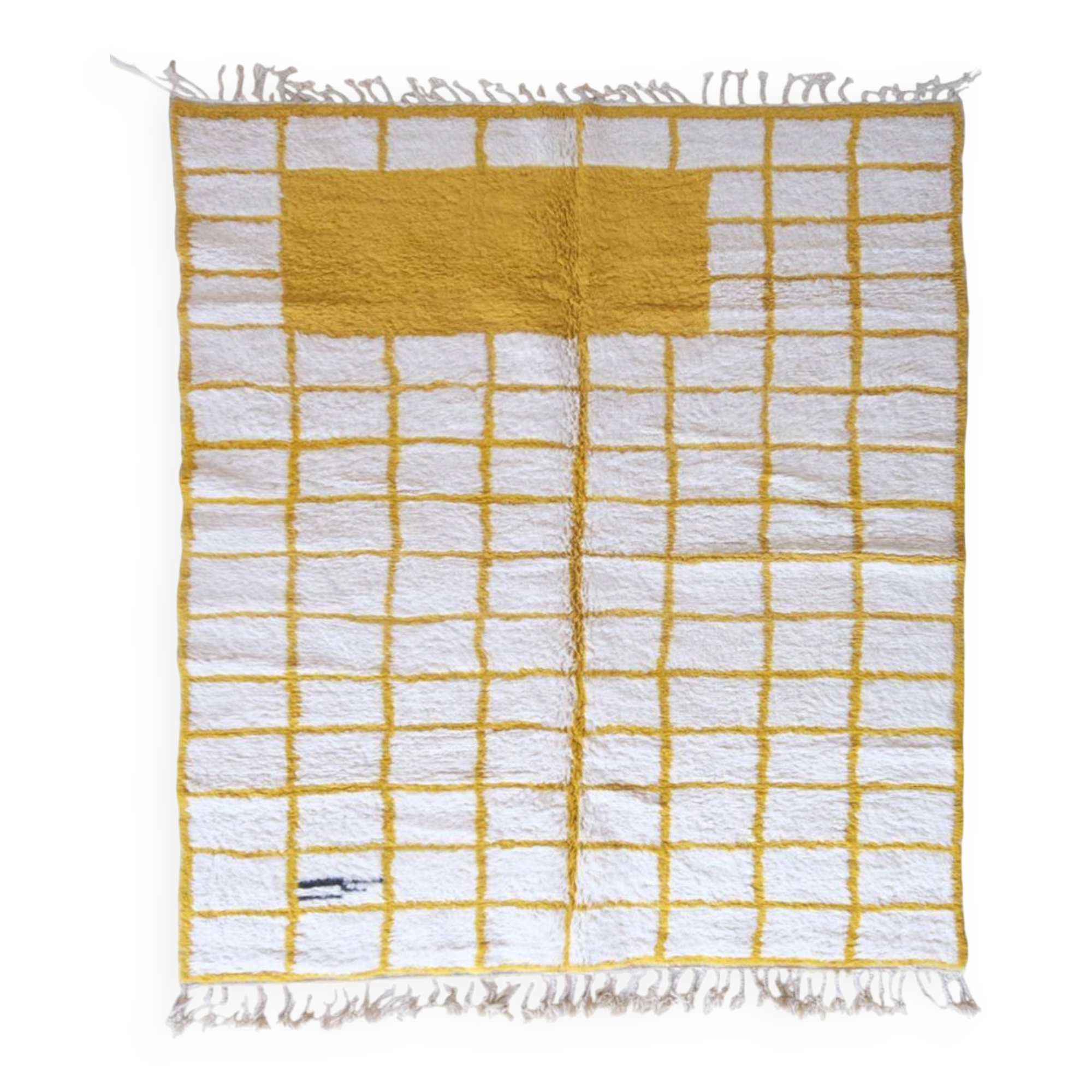 Contemporary Yellow and White Rug - 266 x 215 cm