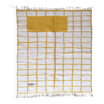 Tapis Contemporain Jaune et Blanc - 266 x 215 cm