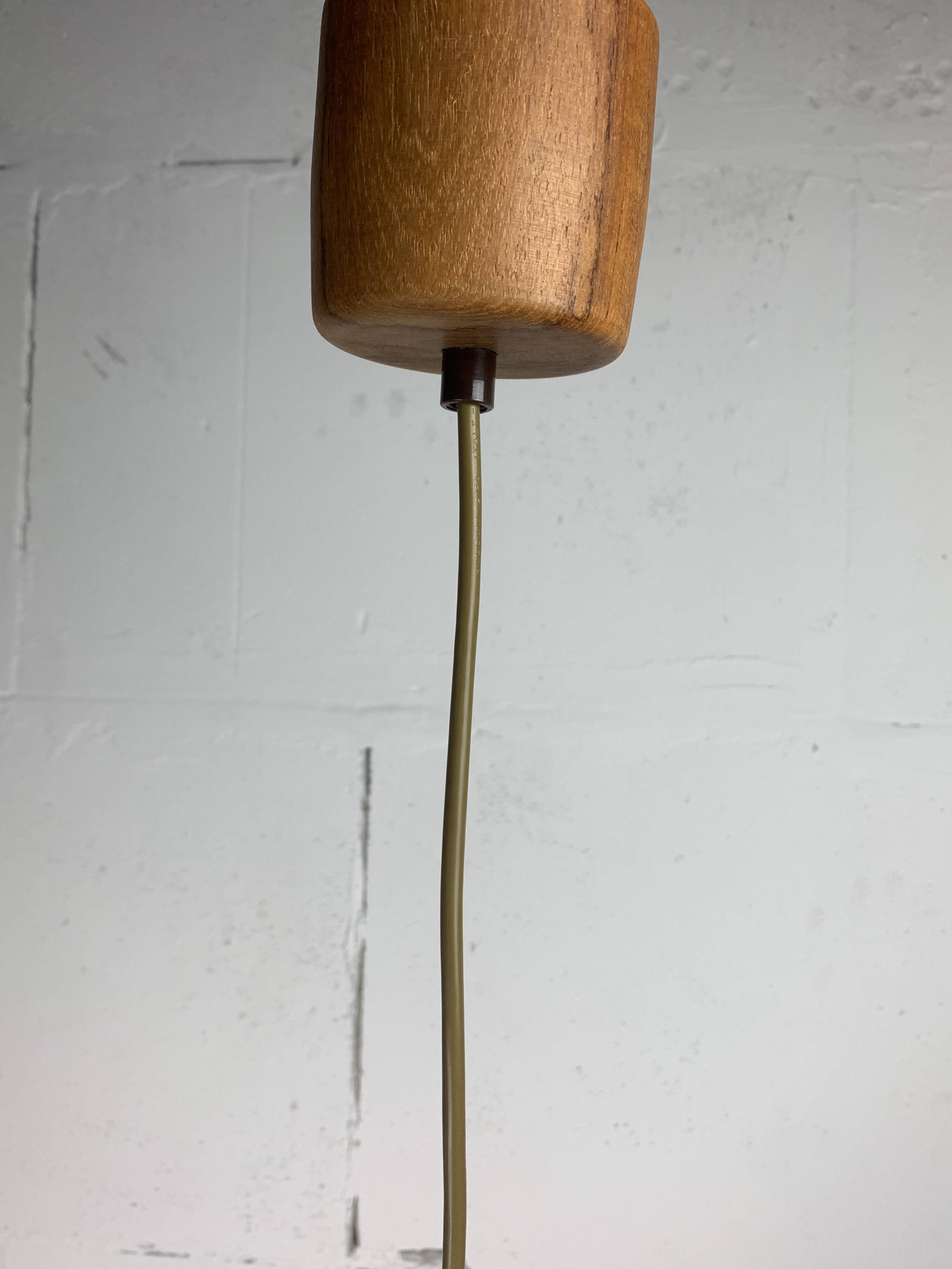 Midcentury teak and perkament pendant by Temde Leuchten, 1970s