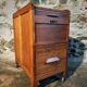 Vintage French oak office rolling cabinet with tambour door, 1950s.