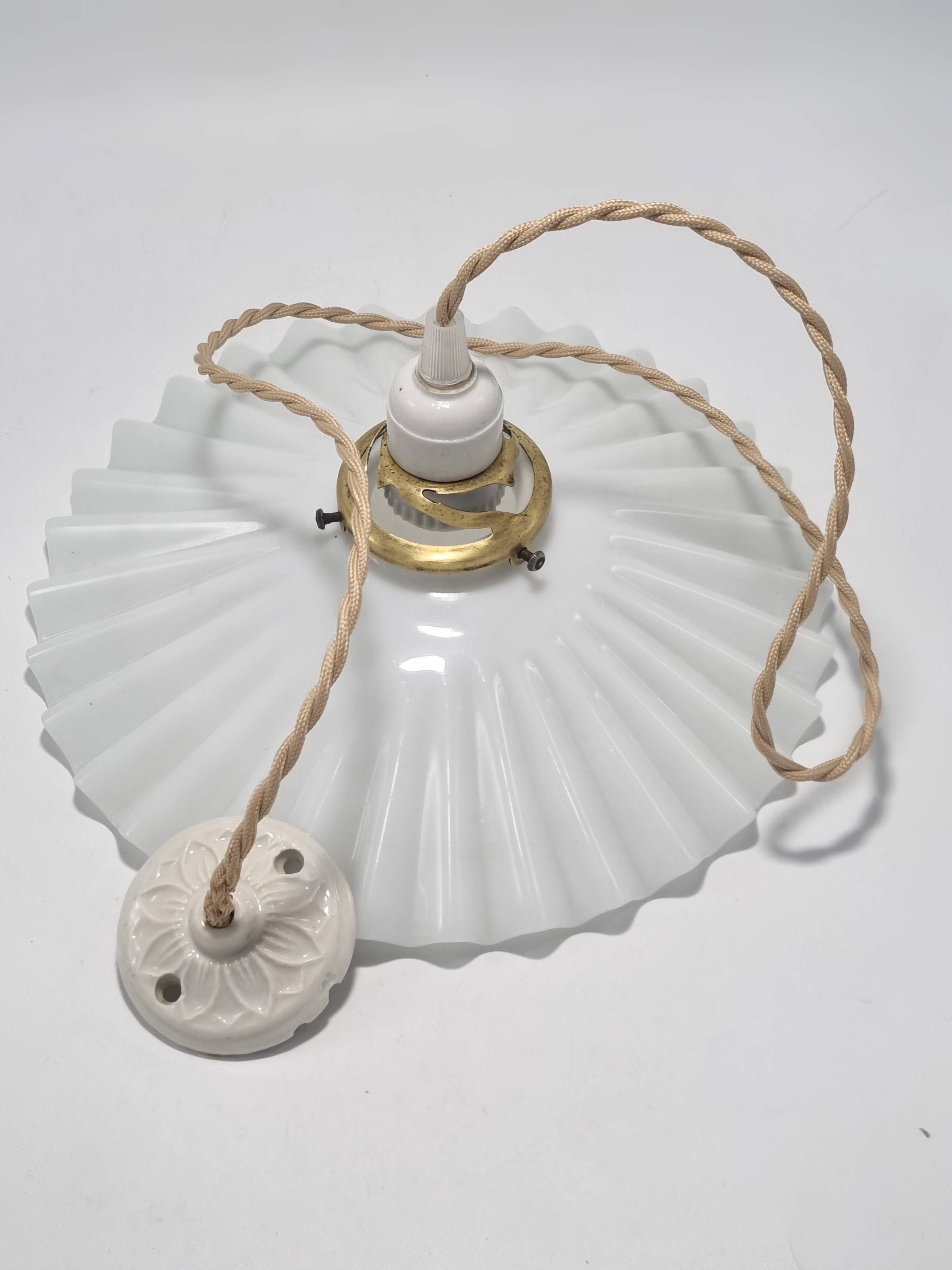 Opaline glass pendant light