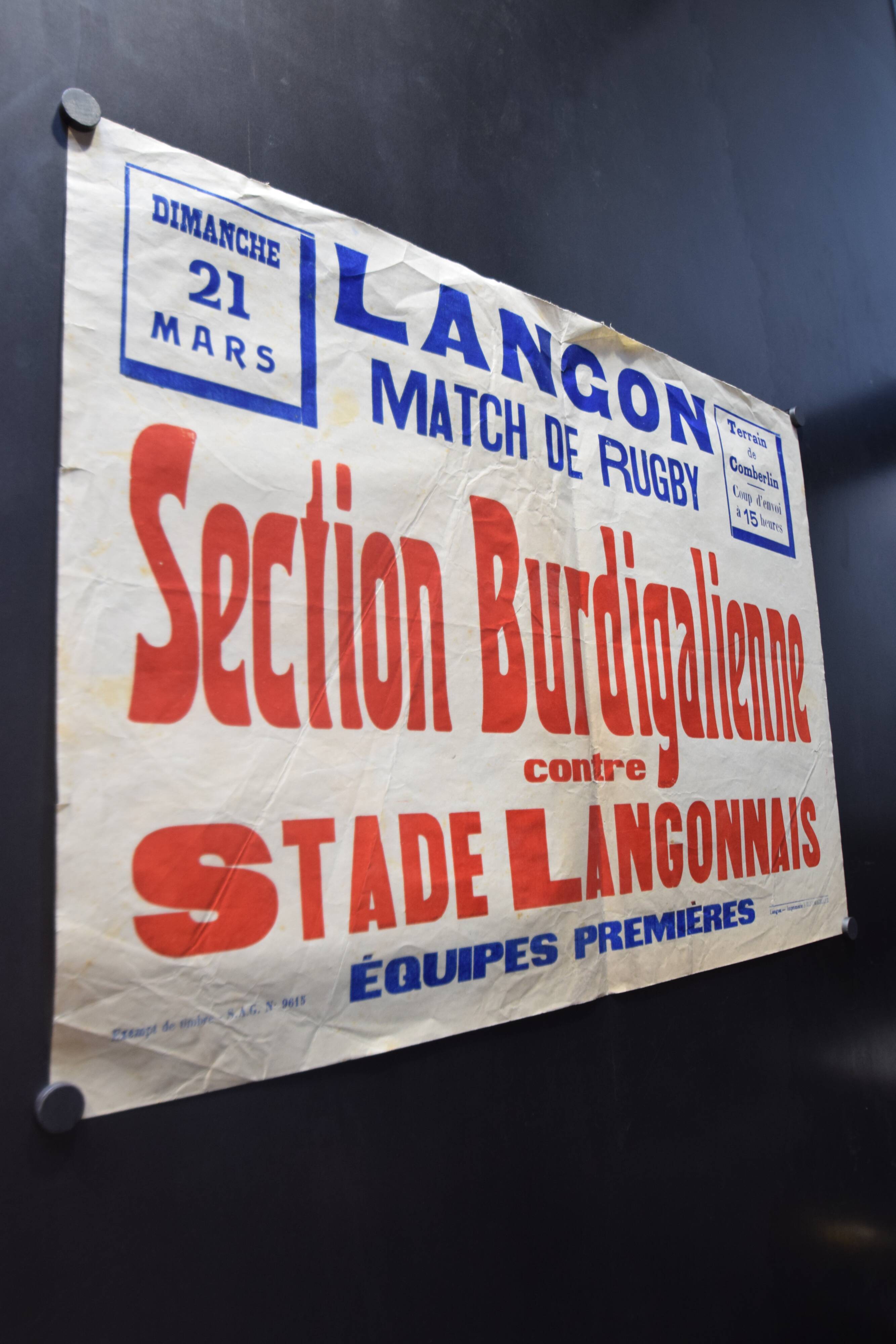 "Rugby Match" poster - City of Langon - 1930s