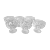 Set de 6 coupes à glaces en verre taillé