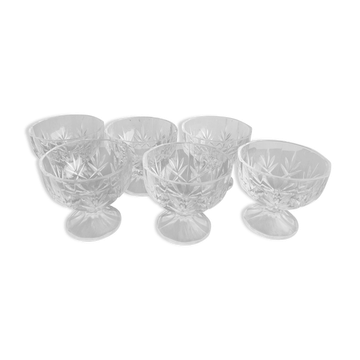 Set of 6 cut glass ice cream cups