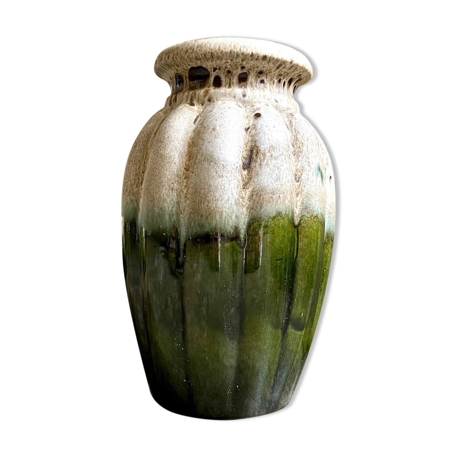 W. Germany vase in brown and green glazed ceramic