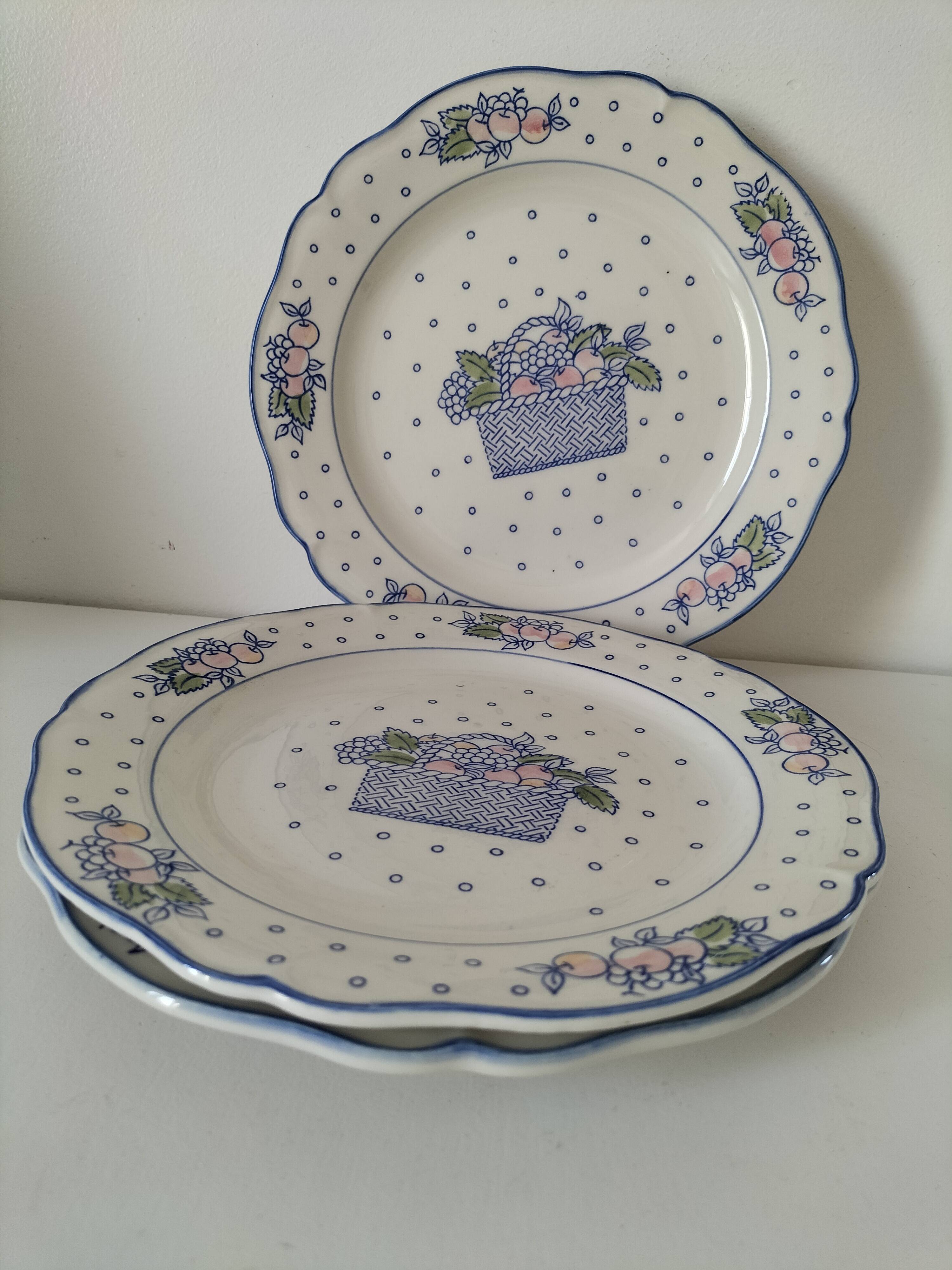 Trio of Gien dinner plates – “Marie Pierre Boitard” model