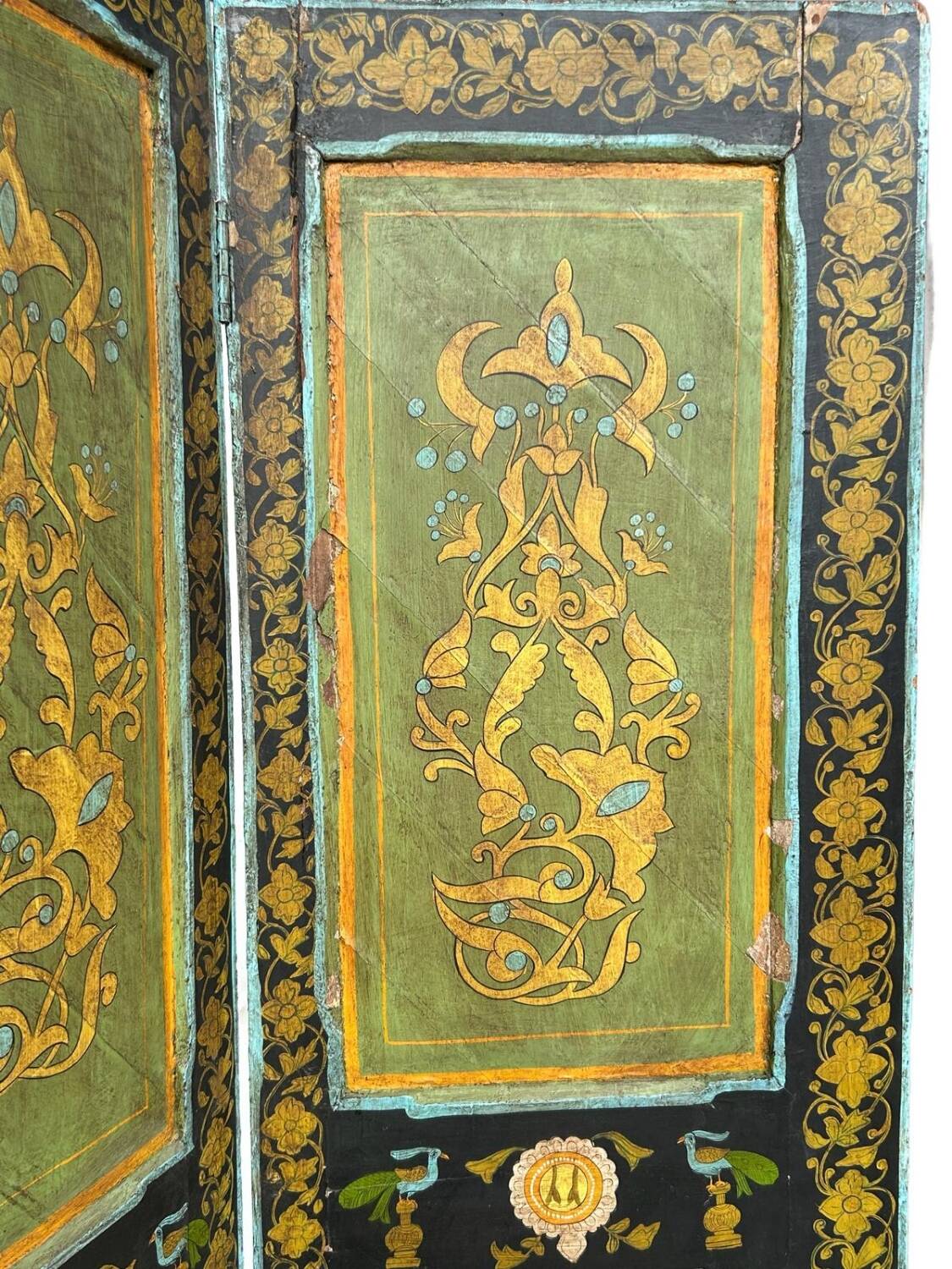 Painted Wooden Screen India 19th H 206 XL 171 Cm