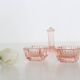 Servant salt pepper in pink glass, molded glass, vintage french, authentic