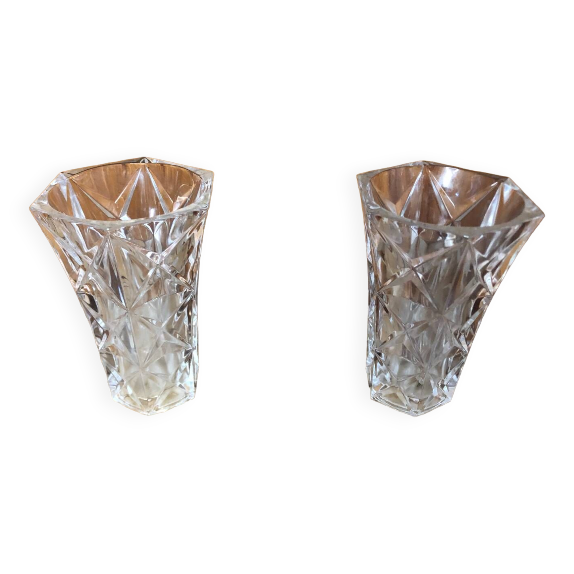 Pair of vintage cut crystal vase #a530