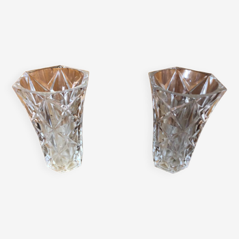 Paire vase cristal taillé vintage #a530