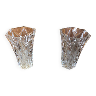 Pair of vintage cut crystal vase #a530
