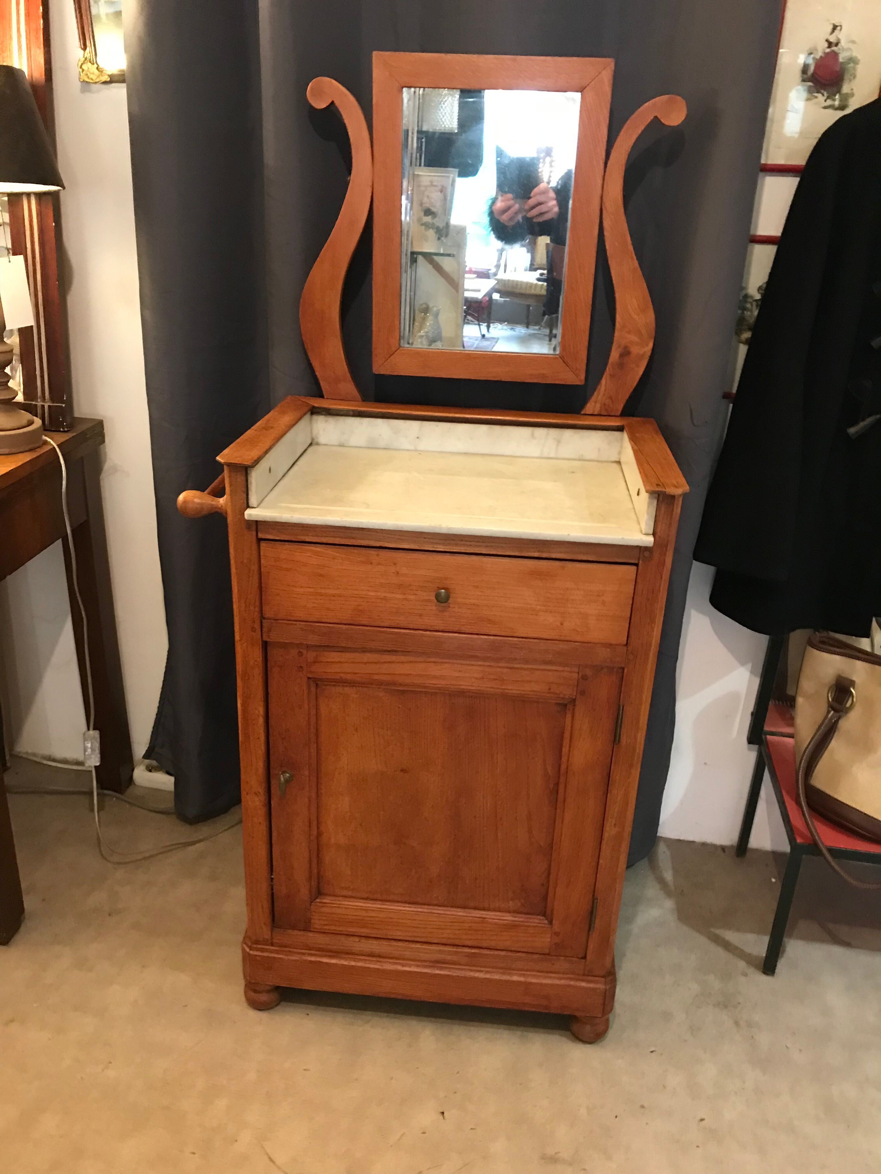 1900 period dressing table pitchpin with marble and mirror