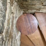 High stool in beaded wood - spool legs