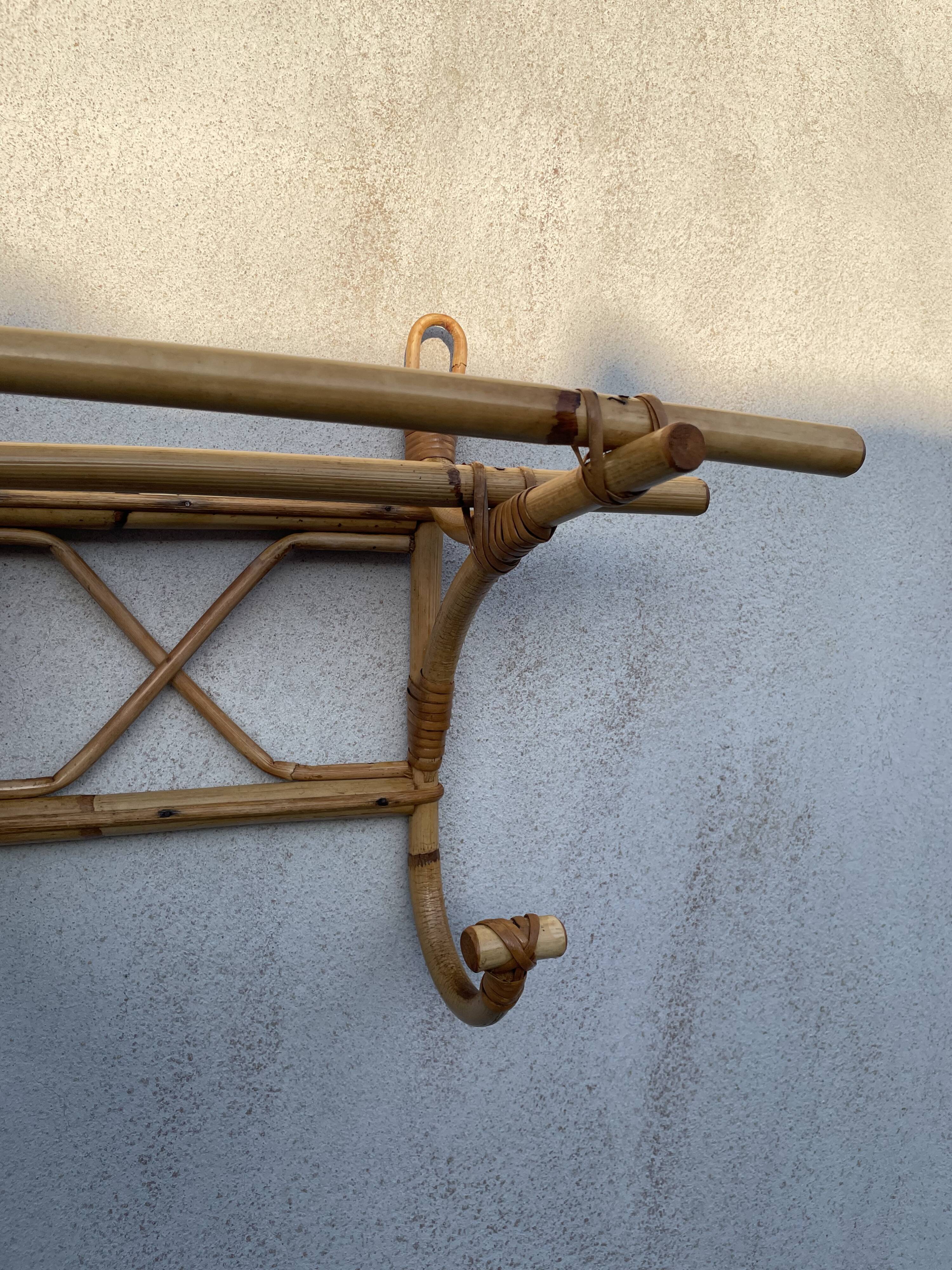 Rattan coat rack