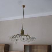 Elliptical brass and glass 10-arm chandelier, 1950s