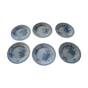 6 assiettes plates sarreguemines flore