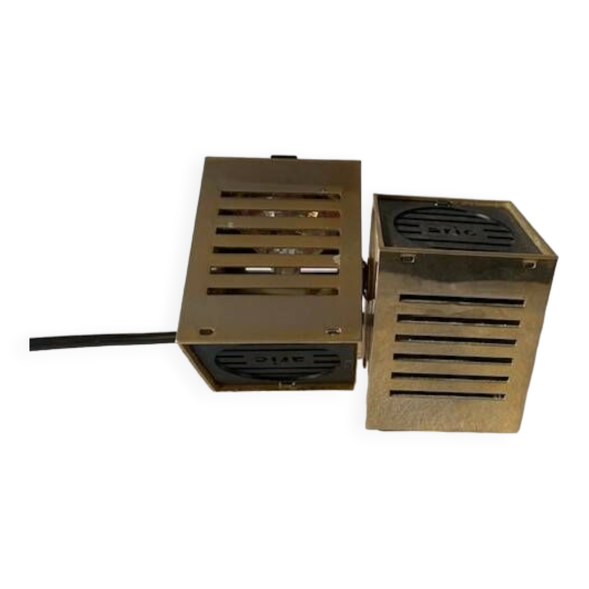 Old spot lamp, square, golden, to table, Aric cubes 70s